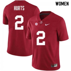 NCAA Women's Alabama Crimson Tide #2 Jalen Hurts Stitched College Nike Authentic Crimson Football Jersey HG17I11EI